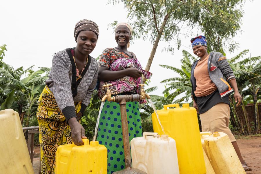 Women fetching water at a tap