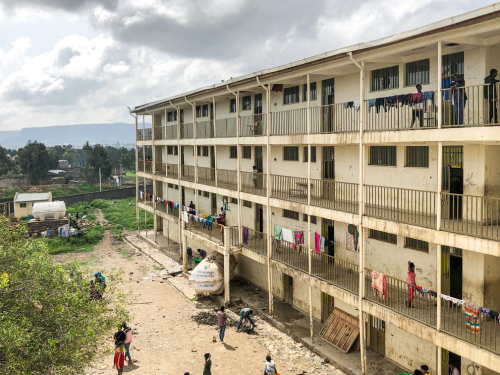 Over 2,000 internally displaced people live in this secondary school in Tigray's capital Mekele.