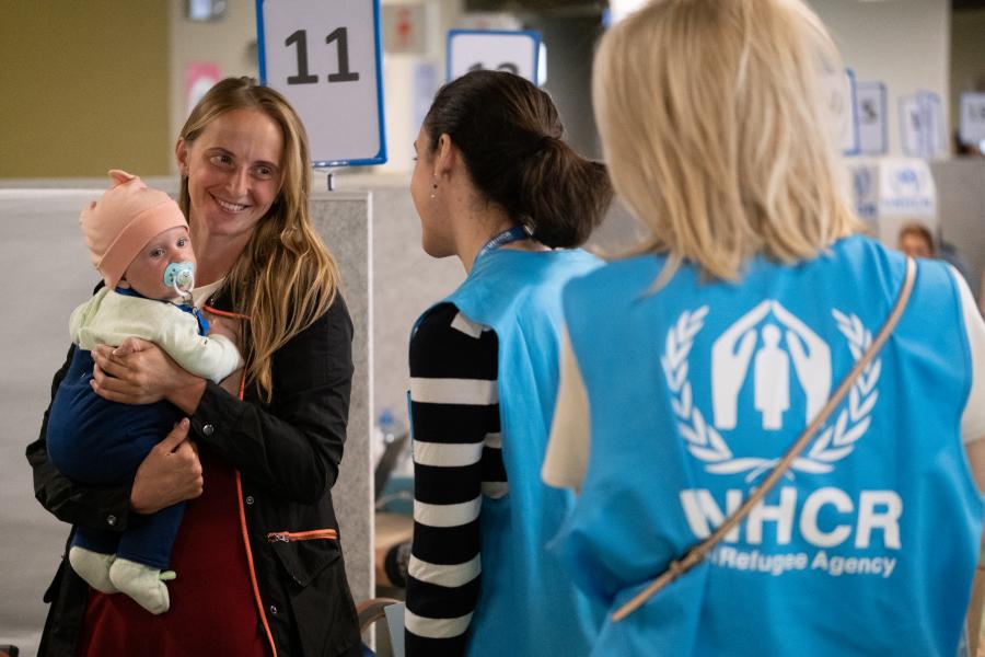 Mother and child received by UNHCR team 