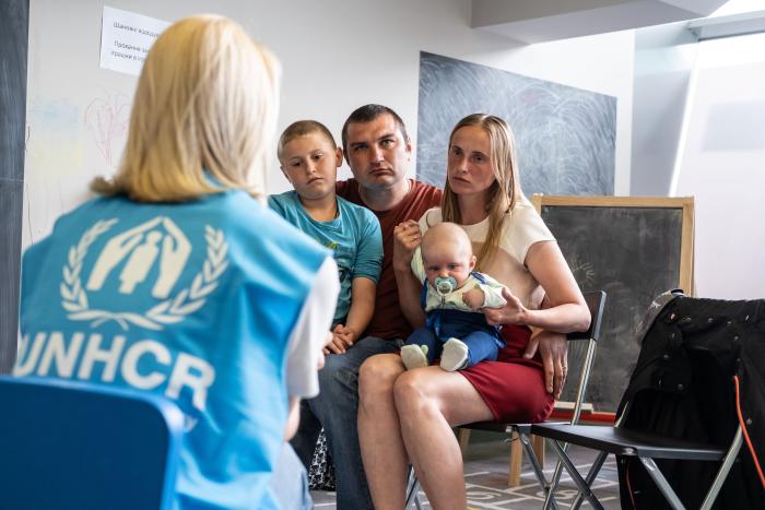 Andrei and Ludmila managed to flee their home in Bucha. After seventeen days of hiding in their basement, they ran out of insulin for their 8 year old son Maksim. They escaped through various military checkpoints. In Poland they are hosted by a Polish family. © UNHCR/Maciej Moskwa