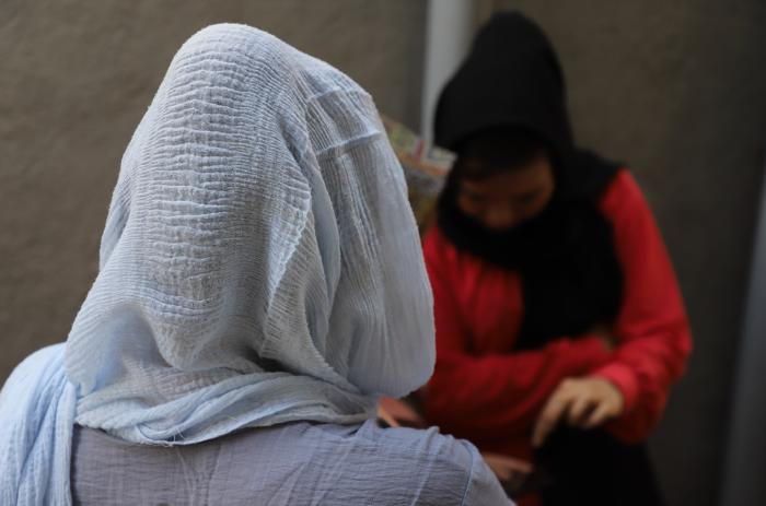 two women talking