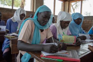 Sudanese children are studying hard at Werak primary school in Yusuf Batil refugee camp, South Sudan.