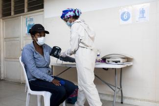Venezuelan migrants receive medical attention and get tested for Covid-19 before their entry at the UNHCR Center for Comprehensive Attention, in La Guajira, Colombia, one of the main entries to Colombia for the migrants from neighbouring Venezuela.