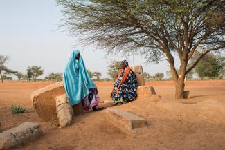 two women talking